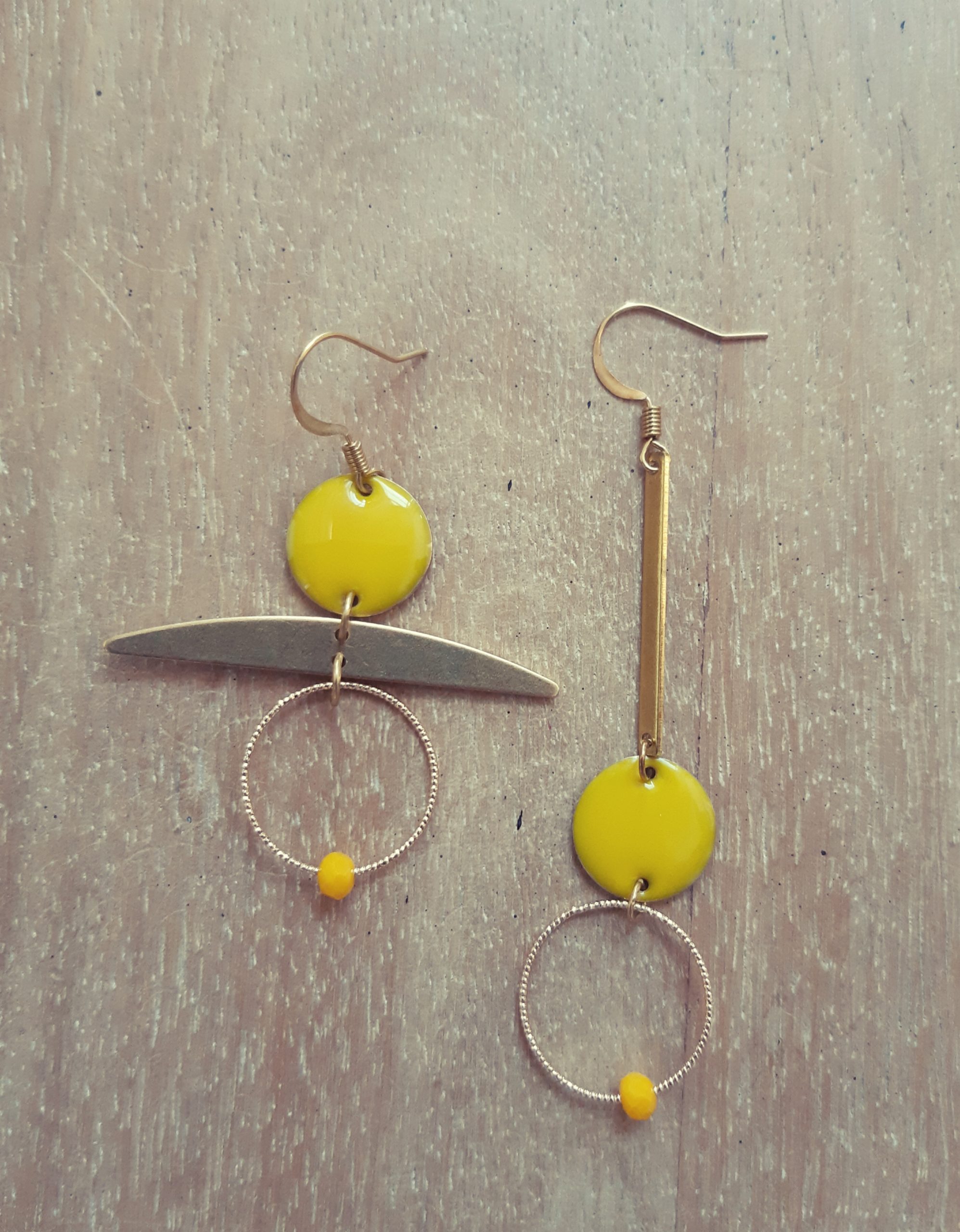 Boucles D Oreilles Asym Triques Perle Jaune Carmen Carmen